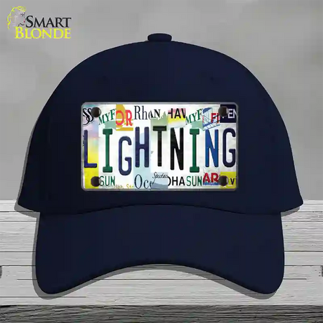 Lightning Strip Art Novelty License Plate Hat Tag Cotton / Navy