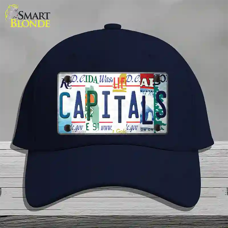 Capitals Strip Art Novelty License Plate Hat Tag Cotton / Navy