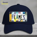 Flames Strip Art Novelty License Plate Hat Tag Cotton / Navy