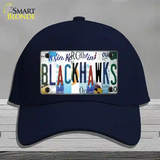 Blackhawks Strip Art Novelty License Plate Hat Tag Cotton / Navy