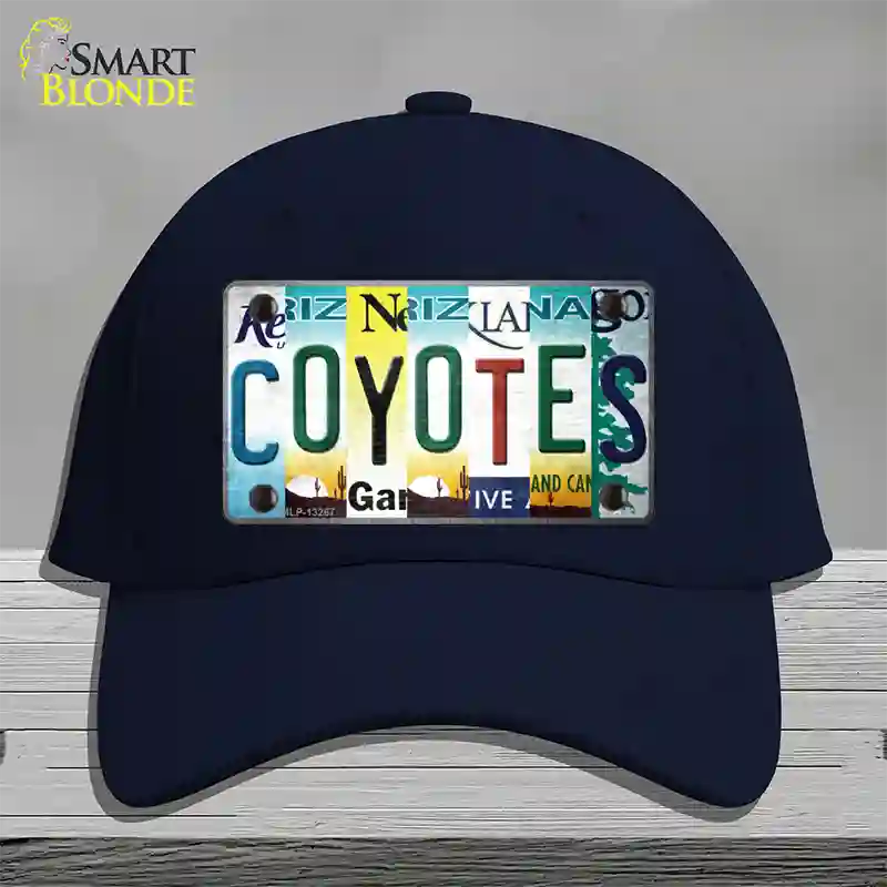 Coyotes Strip Art Novelty License Plate Hat Tag Cotton / Navy