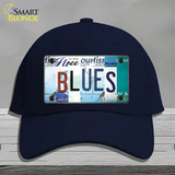 Blues Strip Art Novelty License Plate Hat Tag Cotton / Navy