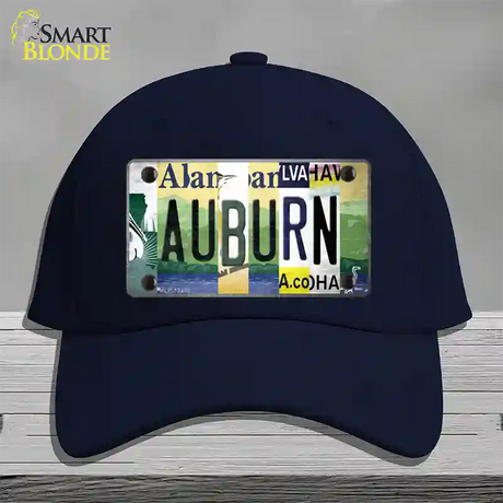 Auburn Strip Art Novelty License Plate Hat Tag Cotton / Navy