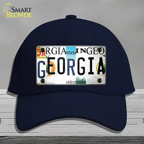 Georgia Strip Art Novelty License Plate Hat Tag Cotton / Navy