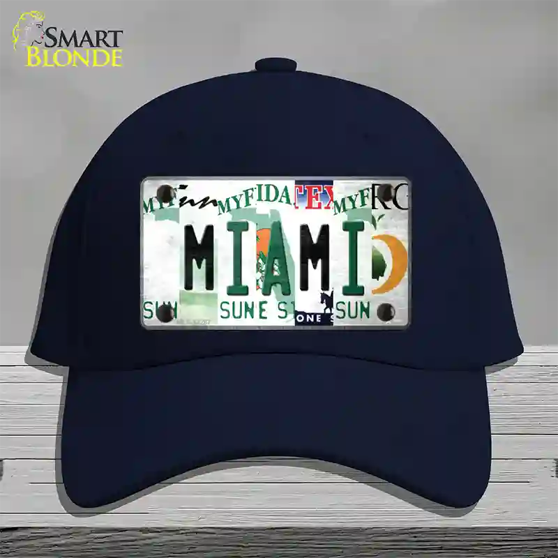 Miami Strip Art Novelty License Plate Hat Tag Cotton / Navy