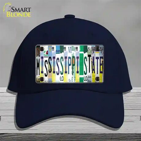 Mississippi State Strip Art Novelty License Plate Hat Tag Cotton / Navy