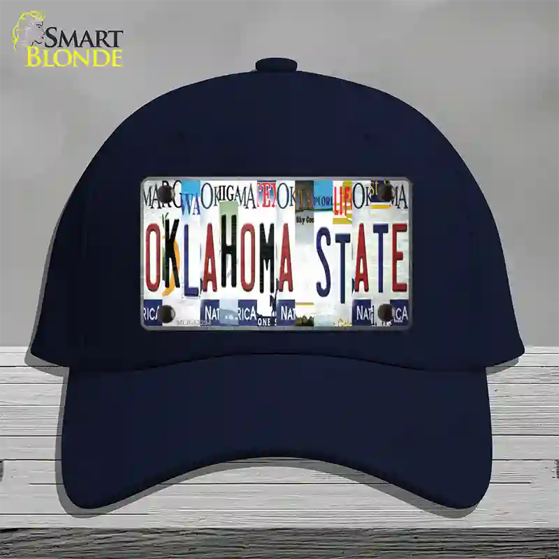 Oklahoma State Strip Art Novelty License Plate Hat Tag Cotton / Navy