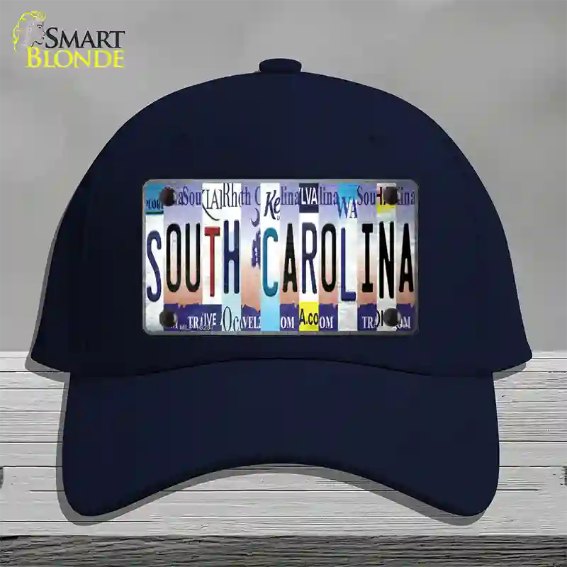 South Carolina Strip Art Novelty License Plate Hat Tag Cotton / Navy