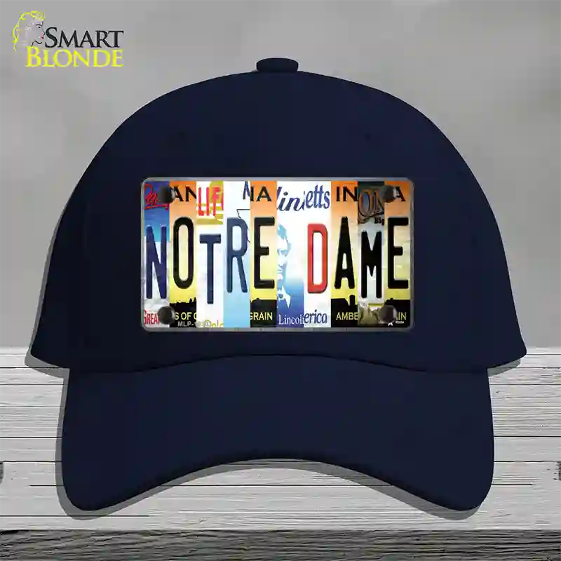 Notre Dame Strip Art Novelty License Plate Hat Tag Cotton / Navy