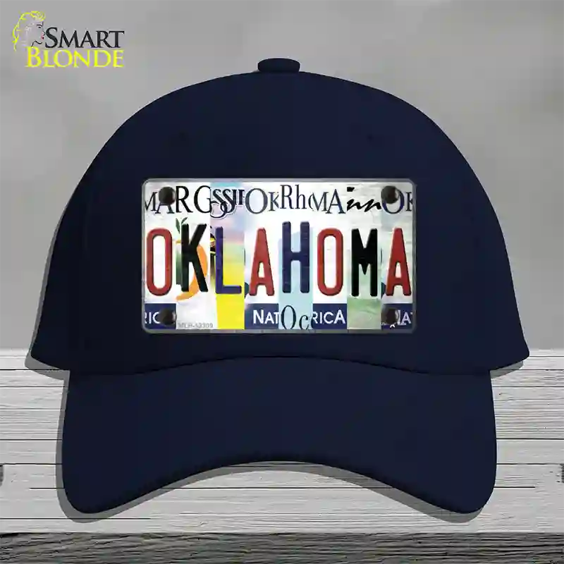 Oklahoma Strip Art Novelty License Plate Hat Tag Cotton / Navy