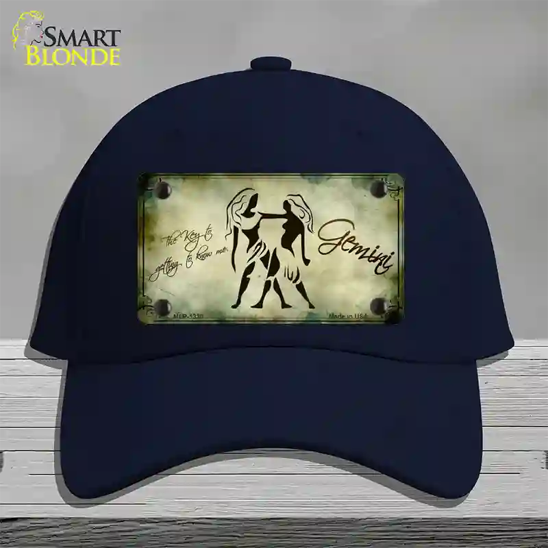 Gemini Zodiac Novelty License Plate Hat Cotton / Navy