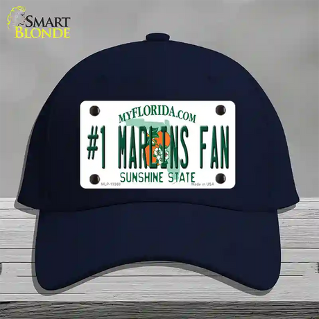 Number 1 Marlins Fan Novelty License Plate Hat Tag Cotton / Navy