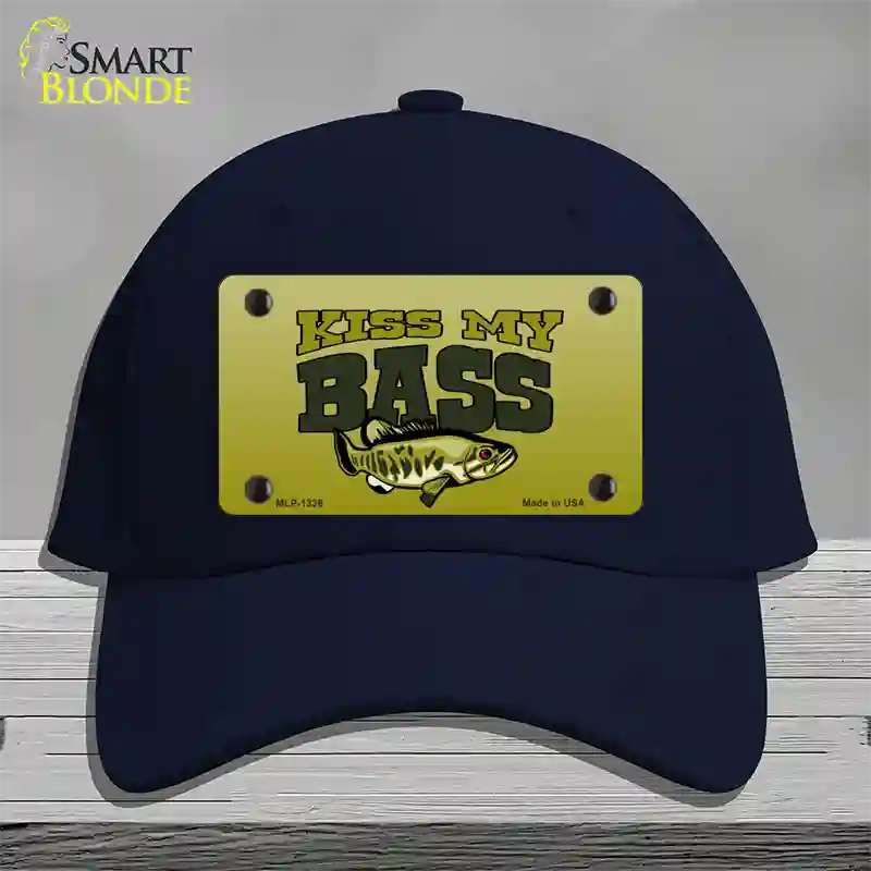 Kiss My Bass Novelty License Plate Hat Cotton / Navy