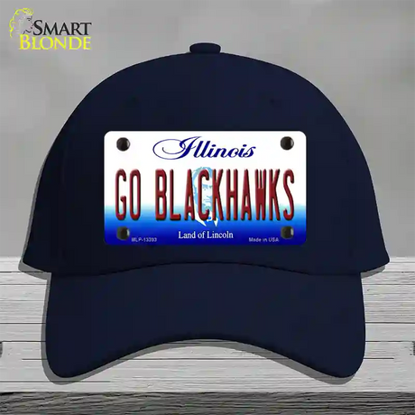 Go Blackhawks Novelty License Plate Hat Tag Cotton / Navy