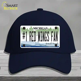 Number 1 Red Wings Fan Novelty License Plate Hat Tag Cotton / Navy