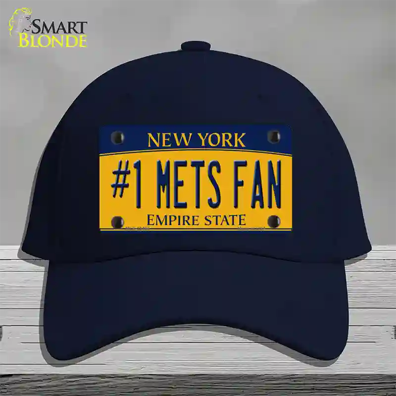 Number 1 Mets Fan Novelty License Plate Hat Tag Cotton / Navy