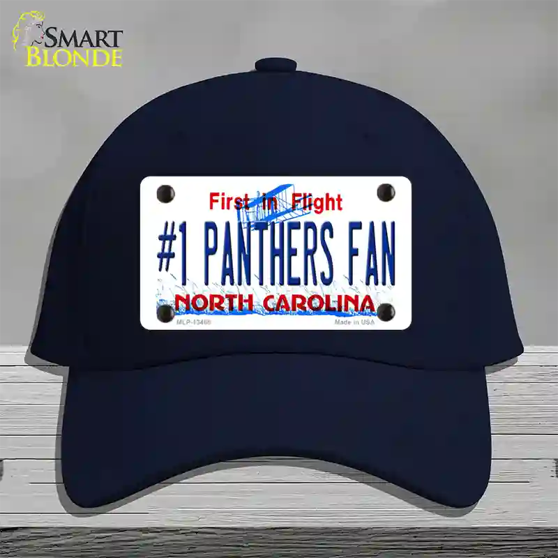 Number 1 Panthers Fan NC Novelty License Plate Hat Tag Cotton / Navy