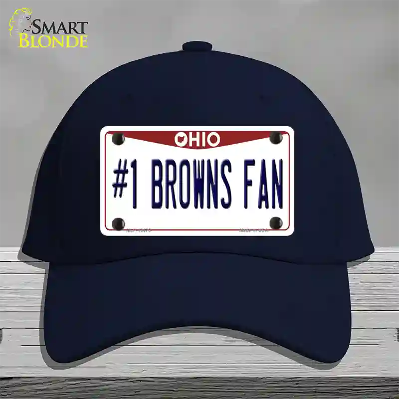 Number 1 Browns Fan Novelty License Plate Hat Tag Cotton / Navy