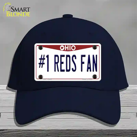 Number 1 Reds Fan Novelty License Plate Hat Tag Cotton / Navy