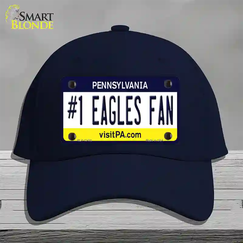 Number 1 Eagles Fan Novelty License Plate Hat Tag Cotton / Navy