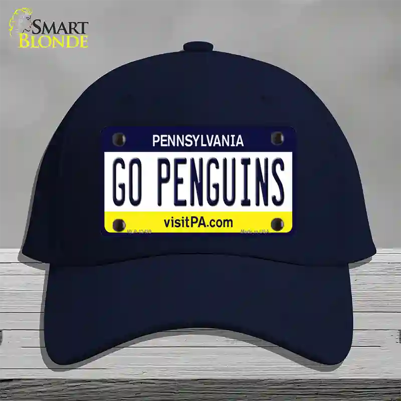 Go Penguins Novelty License Plate Hat Tag Cotton / Navy