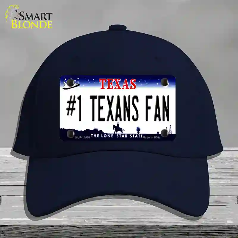 Number 1 Texans Fan Novelty License Plate Hat Tag Cotton / Navy