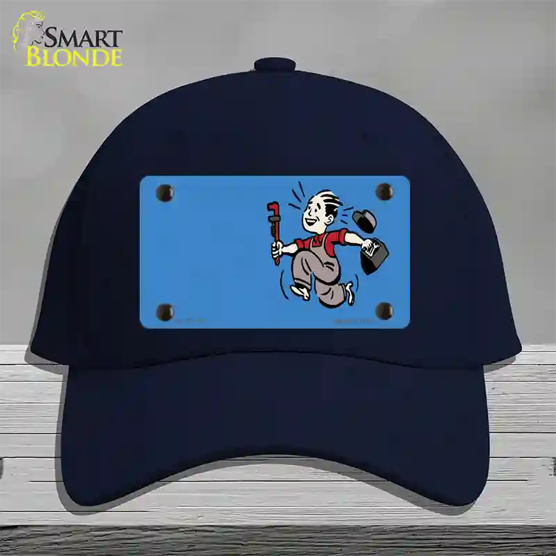 Plumber Offset Novelty License Plate Hat Cotton / Navy