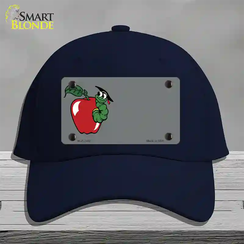 Teacher Apple Offset Novelty License Plate Hat Cotton / Navy