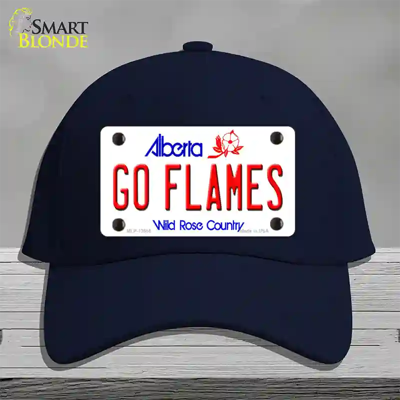 Go Flames Novelty License Plate Hat Tag Cotton / Navy