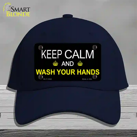 Keep Calm Wash Your Hands Novelty License Plate Hat Tag Cotton / Navy