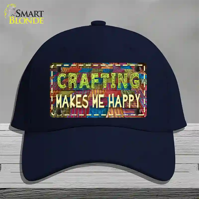 Crafting Makes Me Happy Novelty License Plate Hat Tag Cotton / Navy