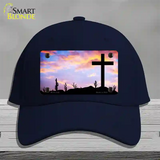 Cross Sunrise Photograph Novelty License Plate Hat Cotton / Navy