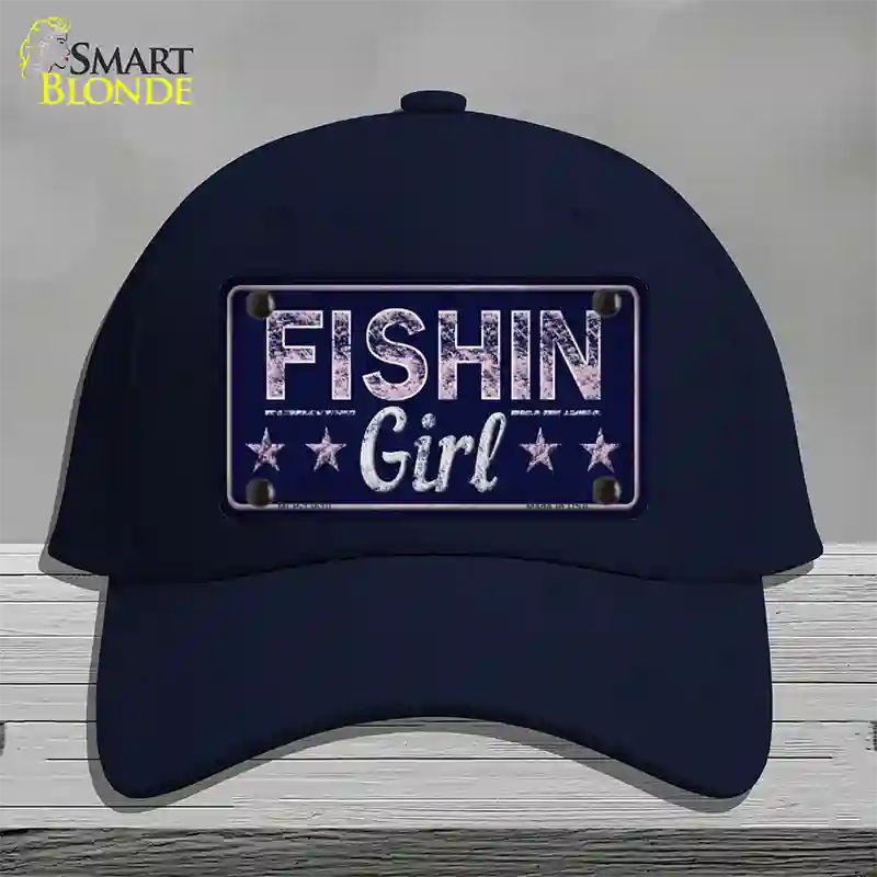 Fishin Girl Novelty License Plate Hat Tag Cotton / Navy