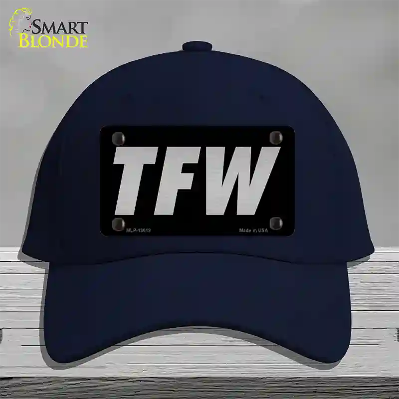 TFW Black Novelty License Plate Hat Tag Cotton / Navy