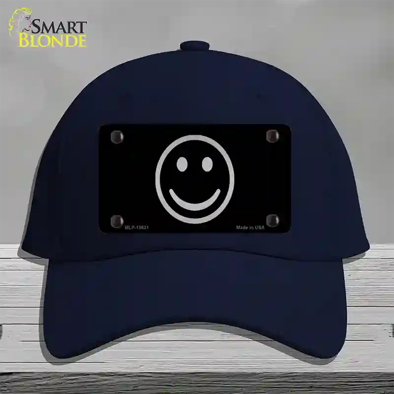 Smiley Black Novelty License Plate Hat Tag Cotton / Navy