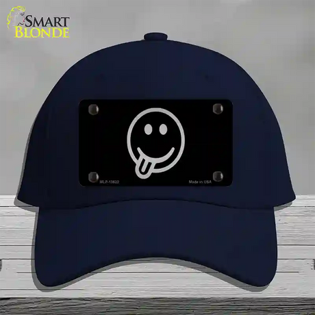 Tongue Out Black Novelty License Plate Hat Tag Cotton / Navy