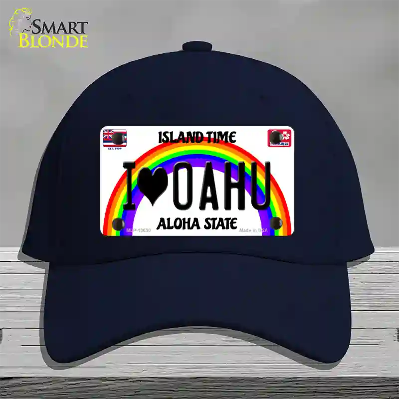 I Heart Oahu Novelty License Plate Hat Tag Cotton / Navy