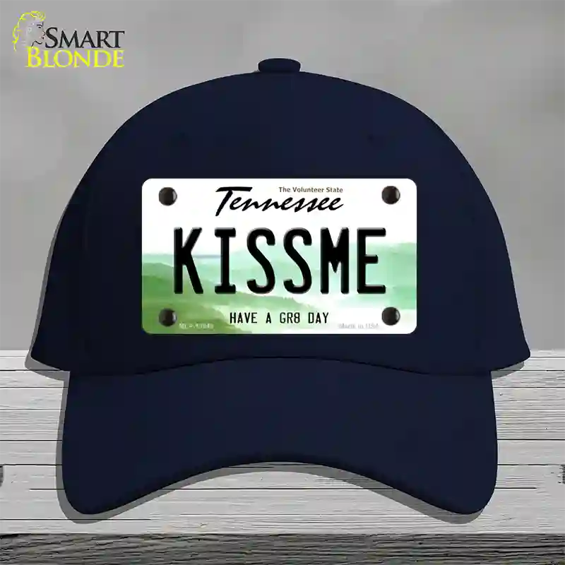 Kiss Me Novelty License Plate Hat Tag Cotton / Navy