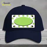 Lime Green White Polka Dot Center Oval Novelty License Plate Hat Cotton / Navy