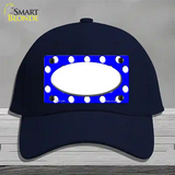 White Royal Blue Polka Dot Center Oval Novelty License Plate Hat Cotton / Navy