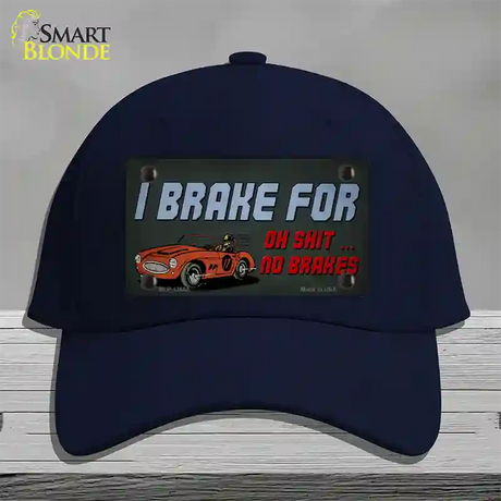 Oh Shit No Brakes Novelty License Plate Hat Tag Cotton / Navy