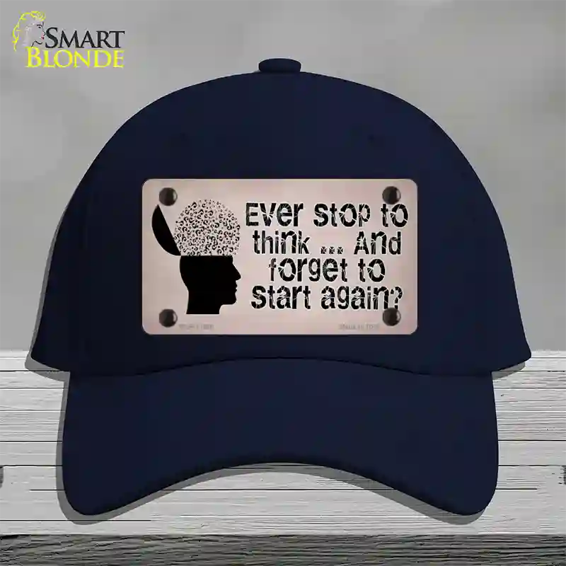 Stop Thinking Novelty License Plate Hat Tag Cotton / Navy