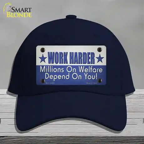 Welfare Depends On You Novelty License Plate Hat Tag Cotton / Navy