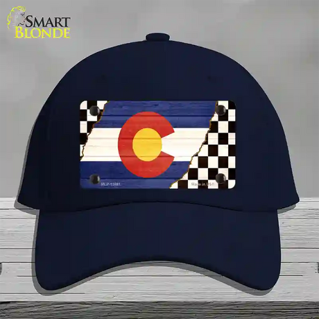 Colorado Racing Flag Novelty License Plate Hat Tag Cotton / Navy