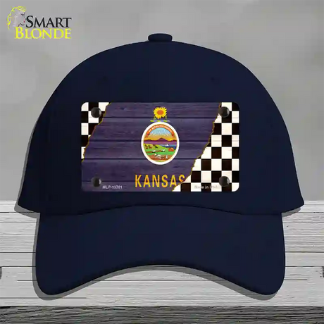 Kansas Racing Flag Novelty License Plate Hat Tag Cotton / Navy