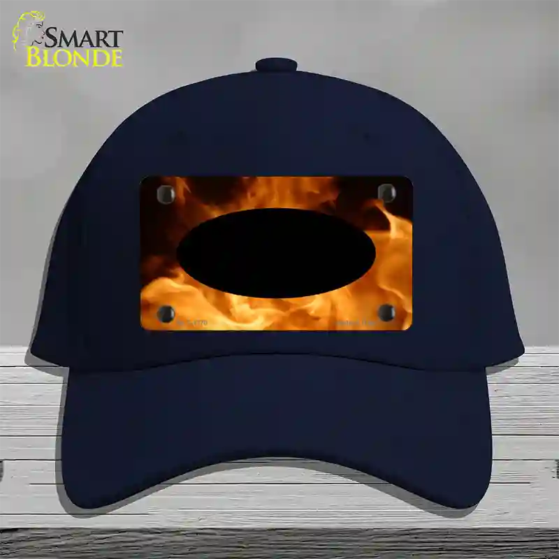 Real Flame With Black Center Oval Novelty License Plate Hat Cotton / Navy