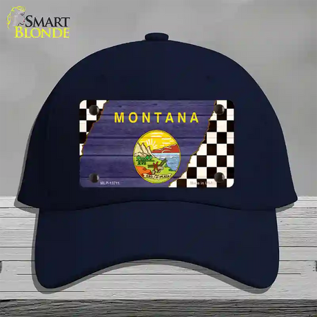 Montana Racing Flag Novelty License Plate Hat Tag Cotton / Navy