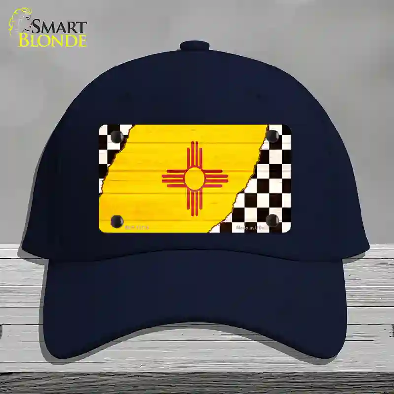 New Mexico Racing Flag Novelty License Plate Hat Tag Cotton / Navy