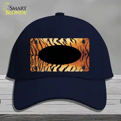 Tiger With Black Center Oval Novelty License Plate Hat Cotton / Navy