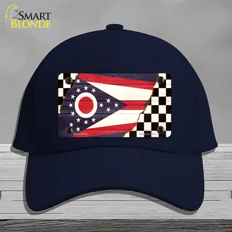 Ohio Racing Flag Novelty License Plate Hat Tag Cotton / Navy